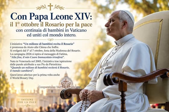Locandina: con Papa Leone XIV il 1° ottobre il Rosario per la pace
